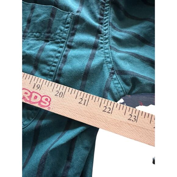 Vintage Bugle Boy Co. Striped Button Down Shirt Men’s L Faded Green Crest Logo - Picture 6 of 9